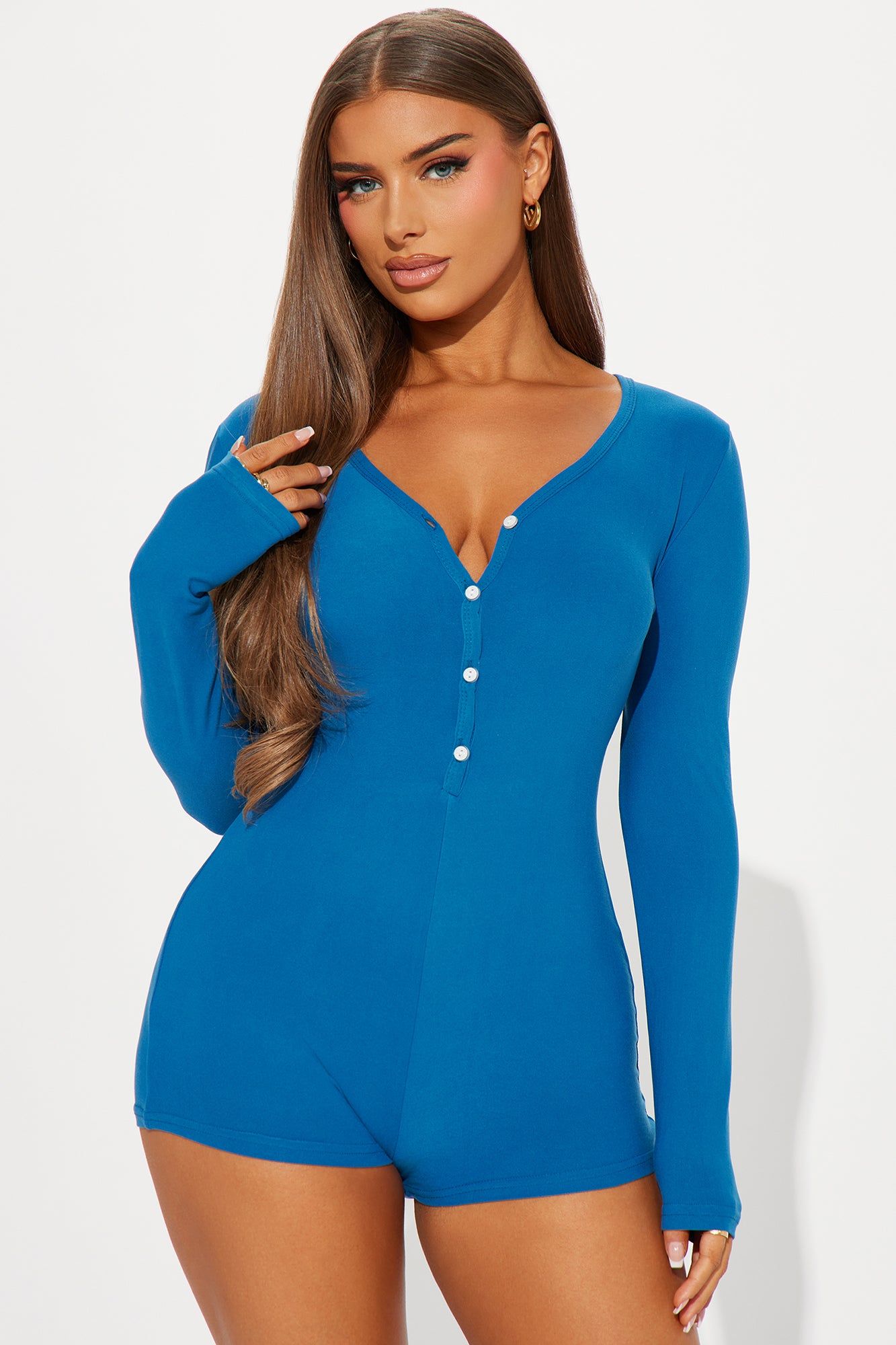 Beverly Hills Long Sleeve PJ Romper Onesie - Royal sold by Fashion Nova product image thumbnail 2