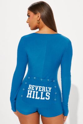 Beverly Hills Long Sleeve PJ Romper Onesie - Royal sold by Fashion Nova