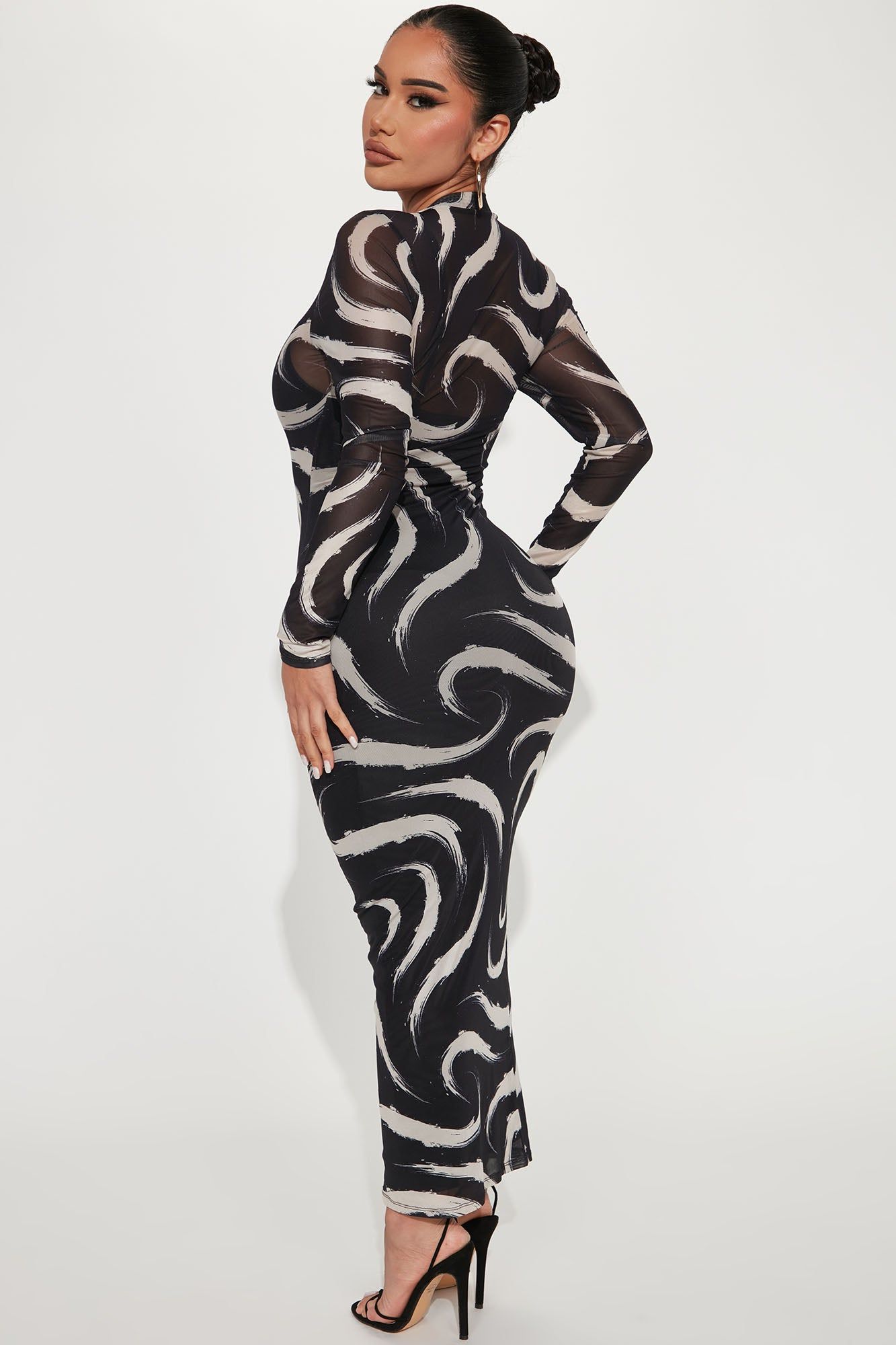 Shea Mesh Maxi Dress - Black/combo sold by Fashion Nova product image thumbnail 3