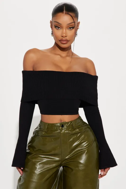 Polly Off Shoulder Sweater - Black sold by Fashion Nova