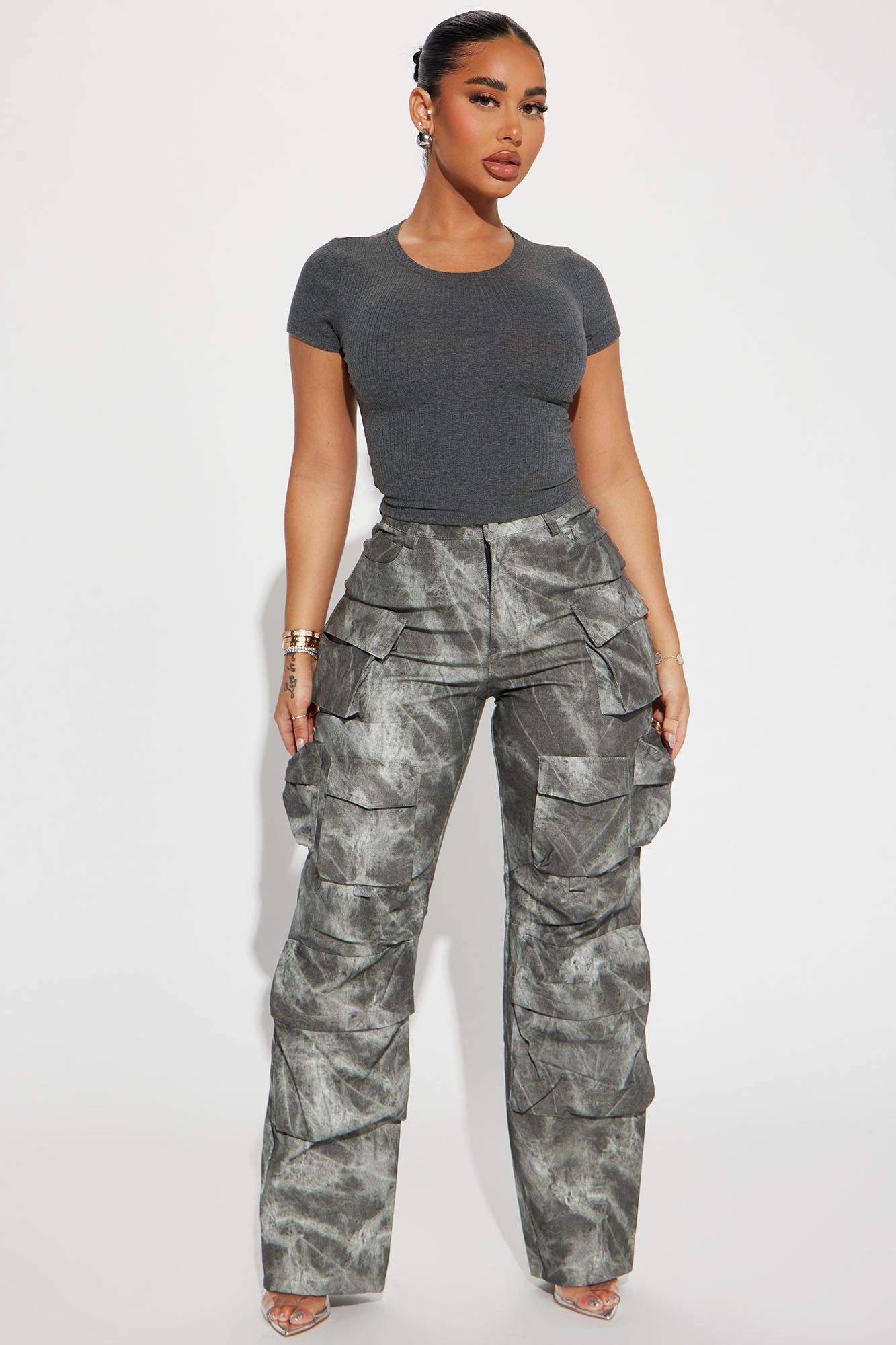 Ayana Ribbed Crew Neck Top - Charcoal sold by Fashion Nova product image thumbnail 2