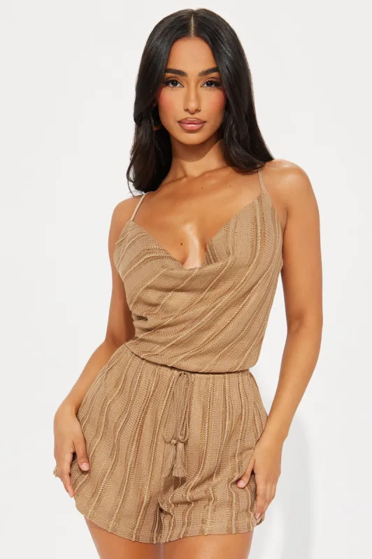 Warm Weather Romper - Mocha sold by Fashion Nova