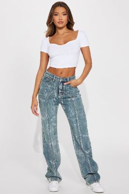 Catching Up Straight Leg Jeans - Medium Wash sold by Fashion Nova