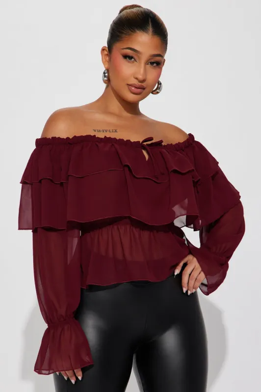 Cambria Blouse Top - Wine sold by Fashion Nova