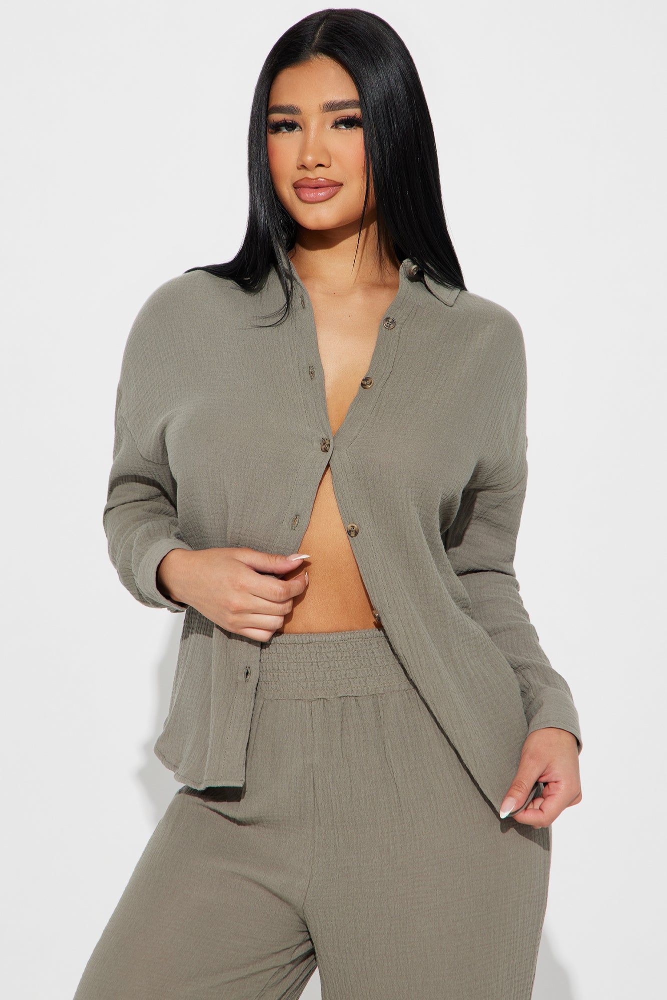 Gigi Gauze Pant Set - Olive sold by Fashion Nova product image thumbnail 2