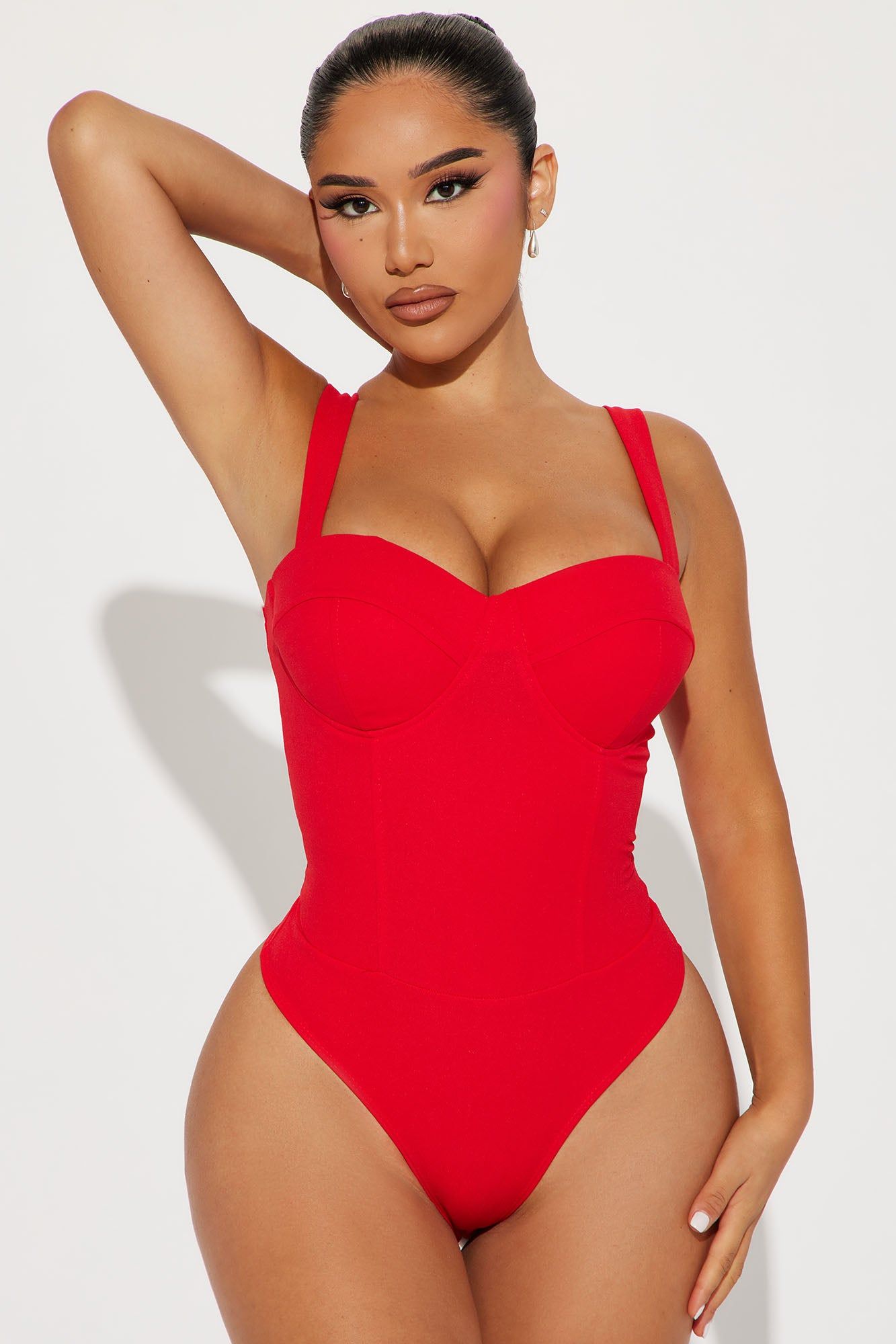 Feeling Romantic Bodysuit - Red sold by Fashion Nova