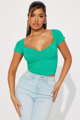 Myra Ribbed Top - Green sold by Fashion Nova