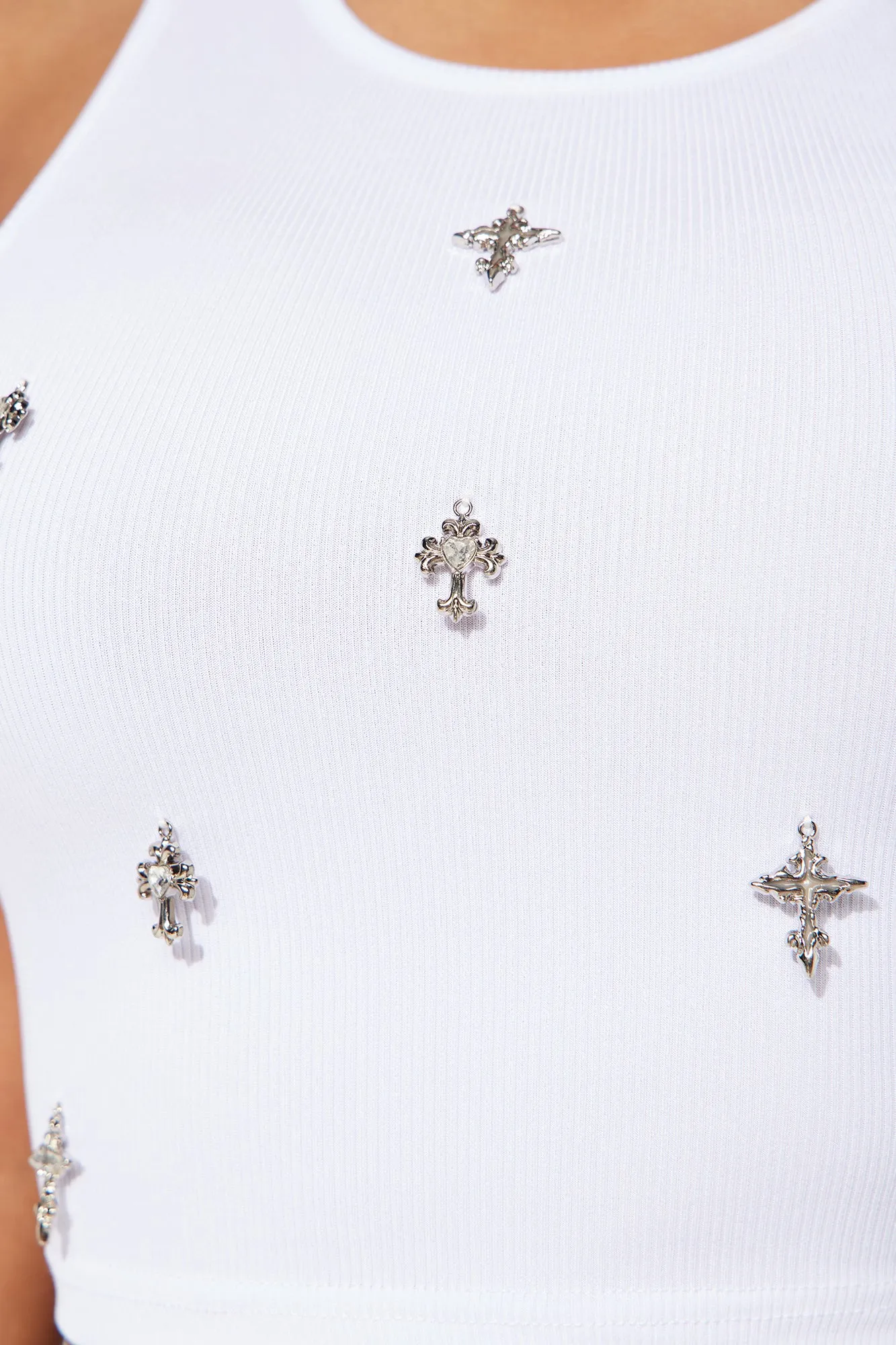 Cross Charm Tank Top - White sold by Fashion Nova product image thumbnail 3