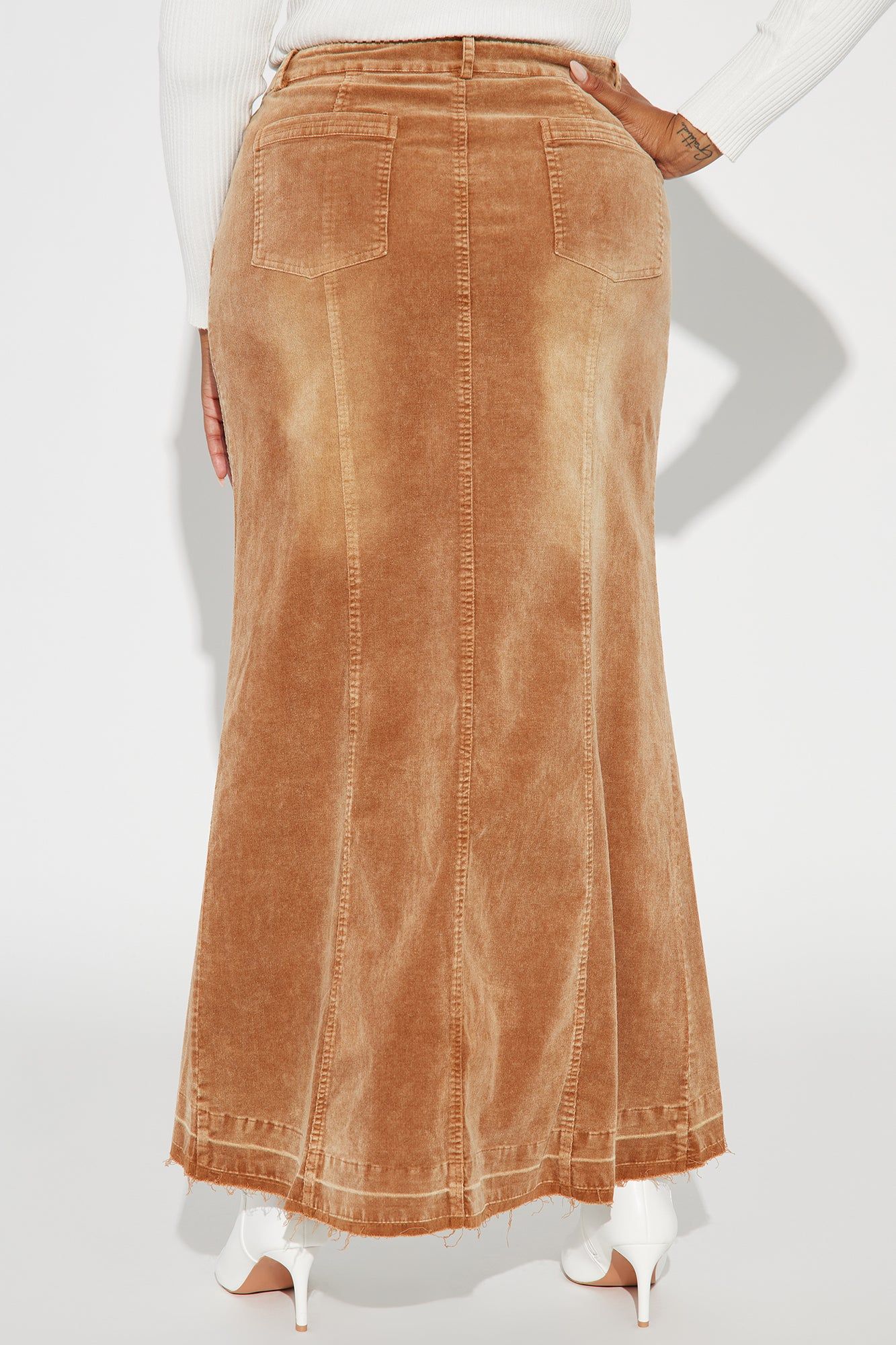 Unique Love Corduroy Maxi Skirt - Khaki sold by Fashion Nova product image thumbnail 6