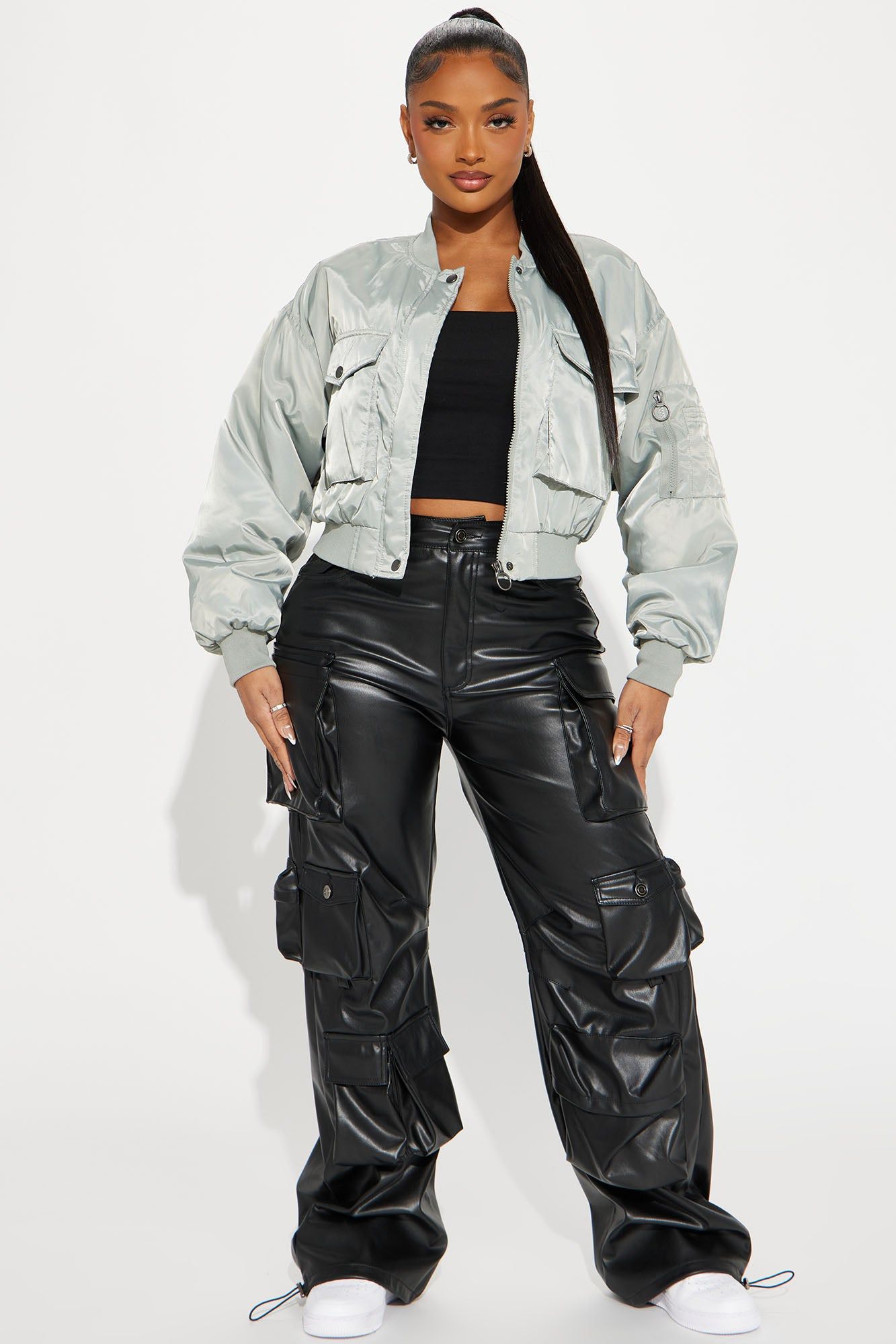 Milani Utility Bomber Jacket - Sage sold by Fashion Nova product image thumbnail 2
