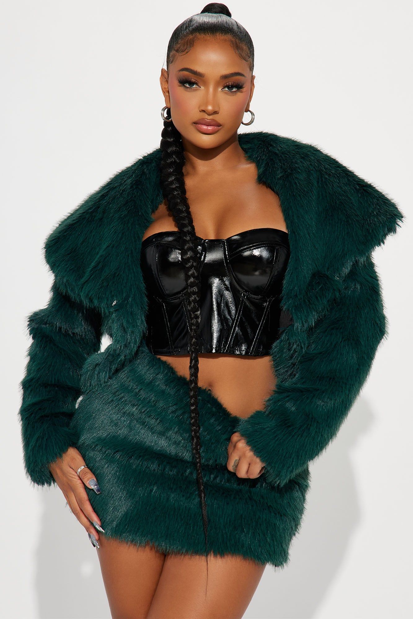 Parisian Winter Faux Fur Skirt Set - Hunter sold by Fashion Nova product image thumbnail 2