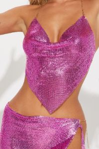 Dancing The Night Away Chainmail Skirt Set - Pink sold by Fashion Nova