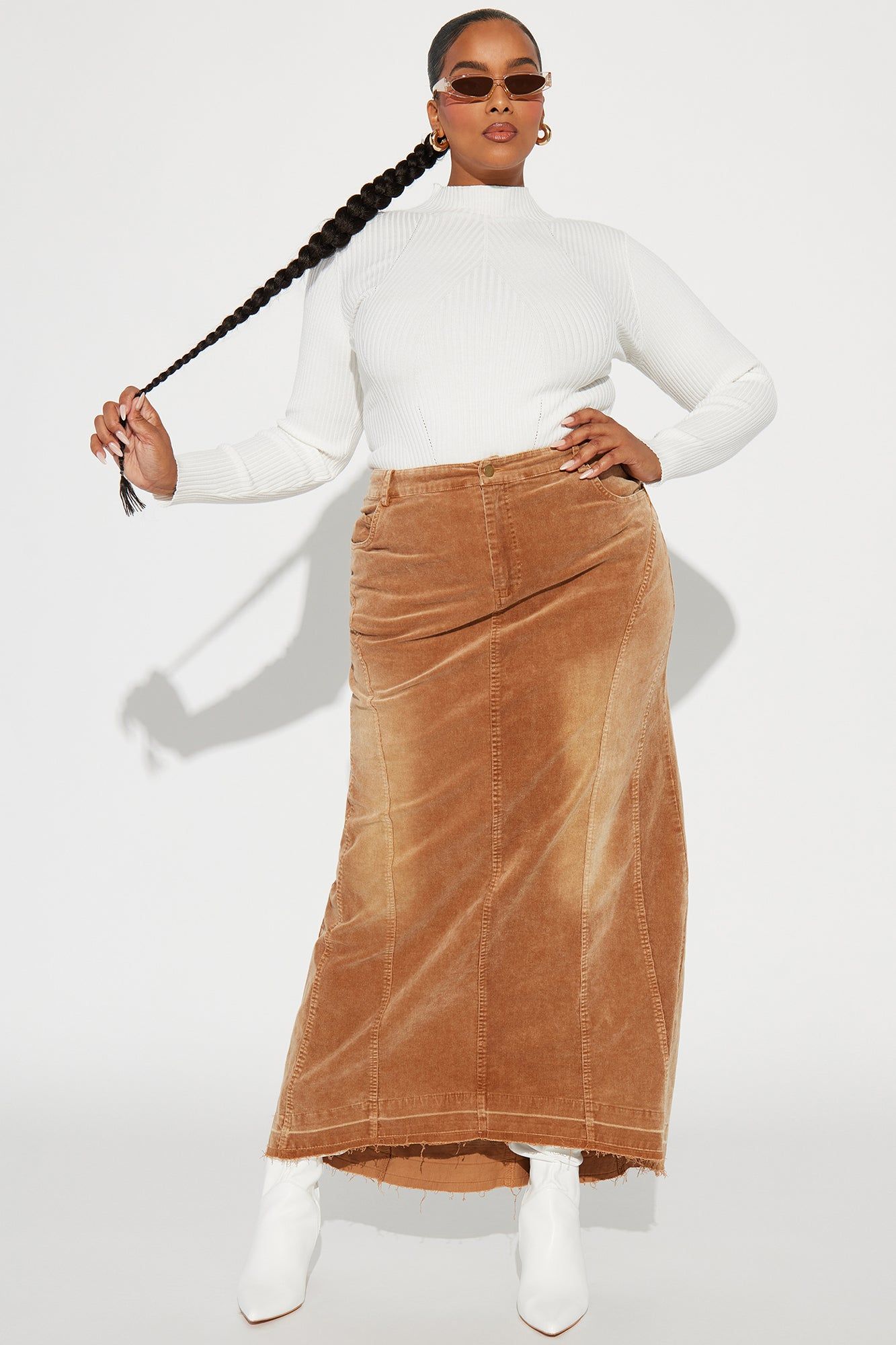 Unique Love Corduroy Maxi Skirt - Khaki sold by Fashion Nova product image thumbnail 4