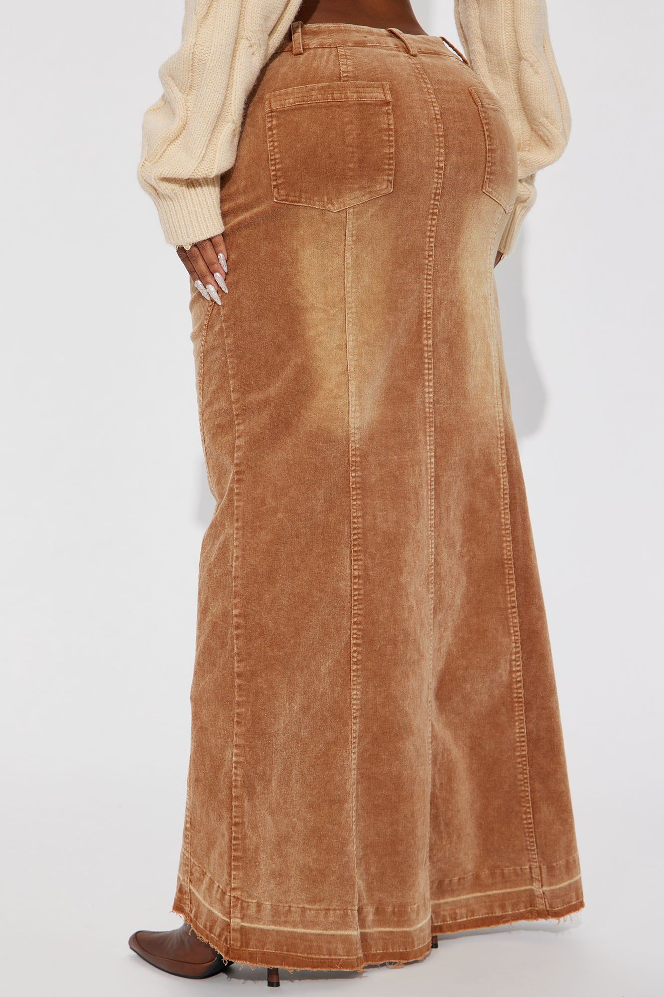 Unique Love Corduroy Maxi Skirt - Khaki sold by Fashion Nova product image thumbnail 3