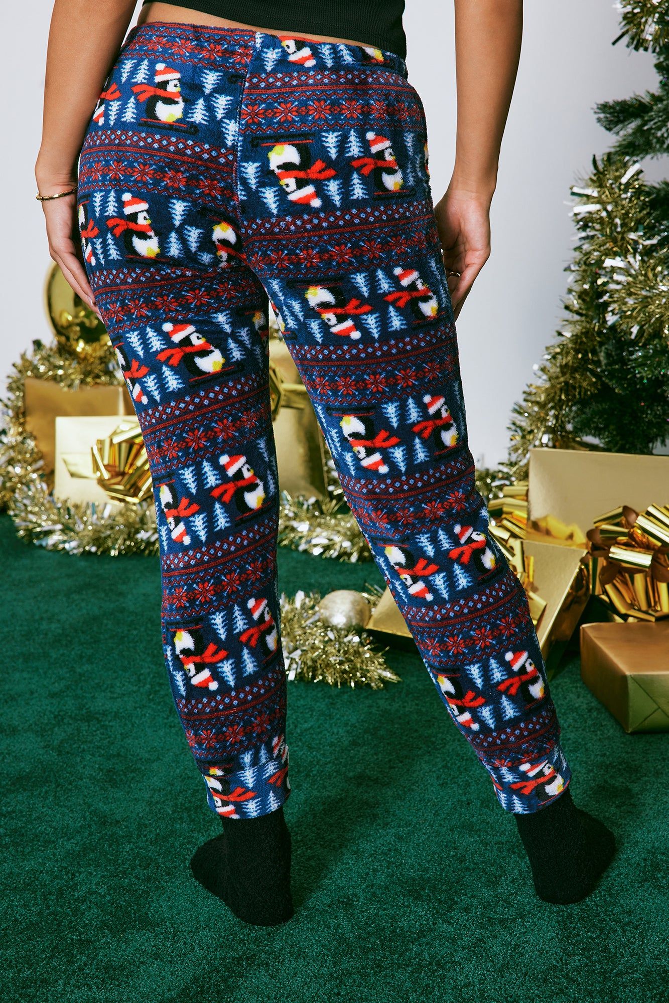 Magic Sleigh Ride Plush PJ Joggers - Navy/Red sold by Fashion Nova product image thumbnail 3