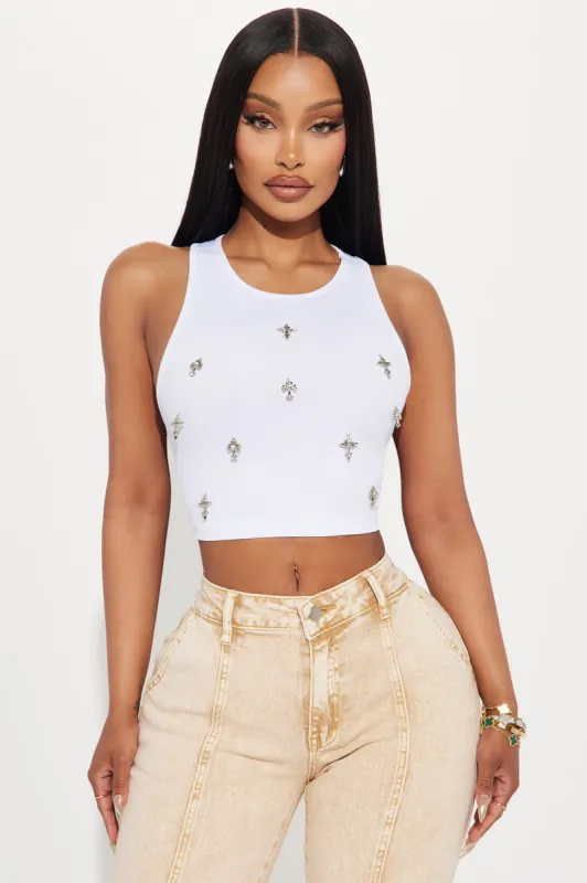 Cross Charm Tank Top - White sold by Fashion Nova