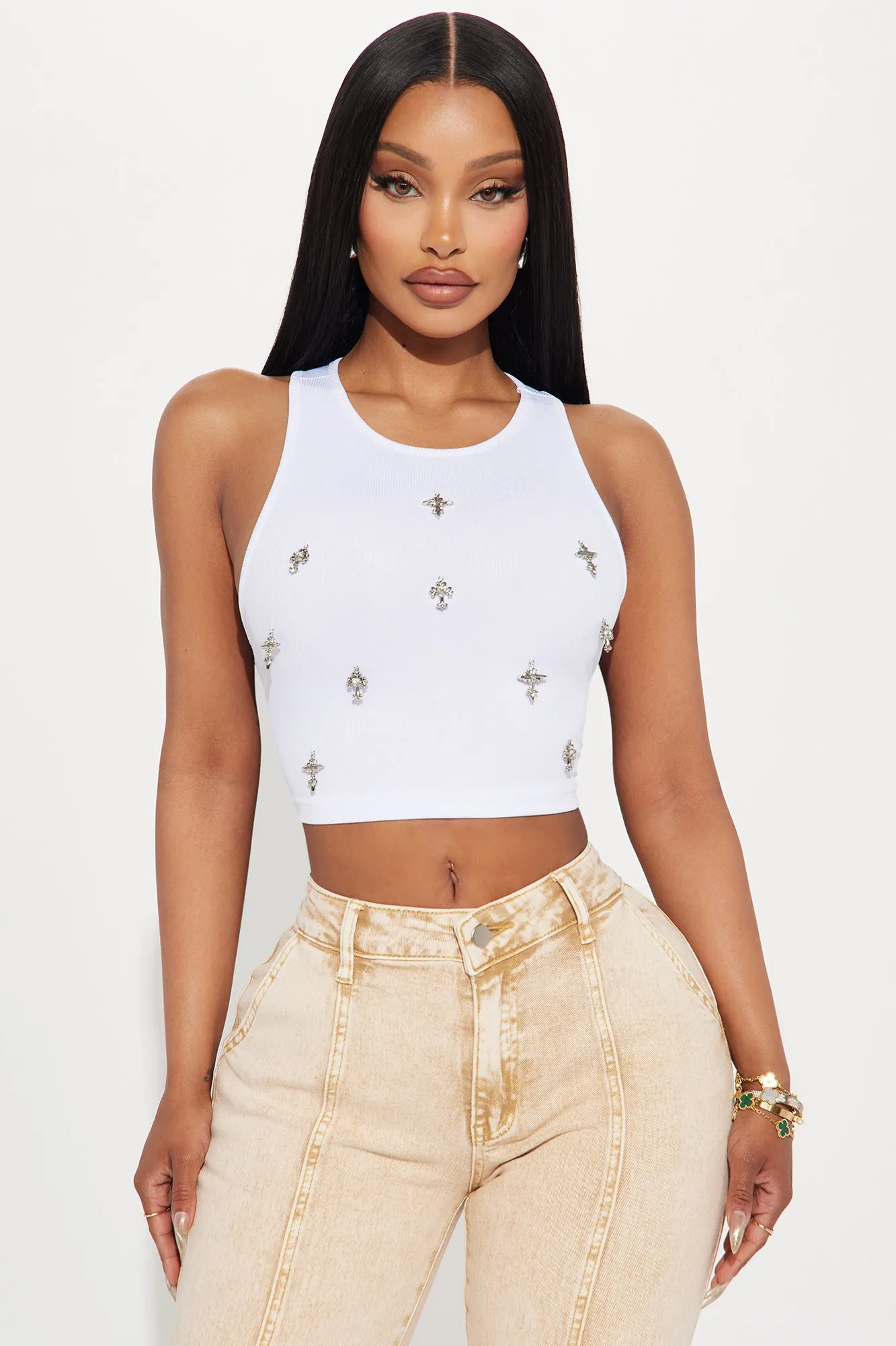 トップス andwang Cross lace tanktop white Cross lace tanktop