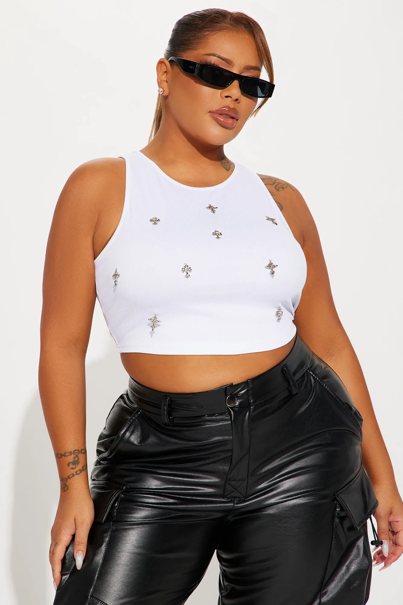 Cross Charm Tank Top - White sold by Fashion Nova product image thumbnail 5