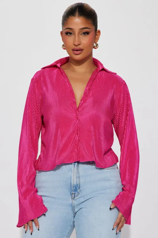 Onto Better Things Plisse Top - Fuchsia sold by Fashion Nova