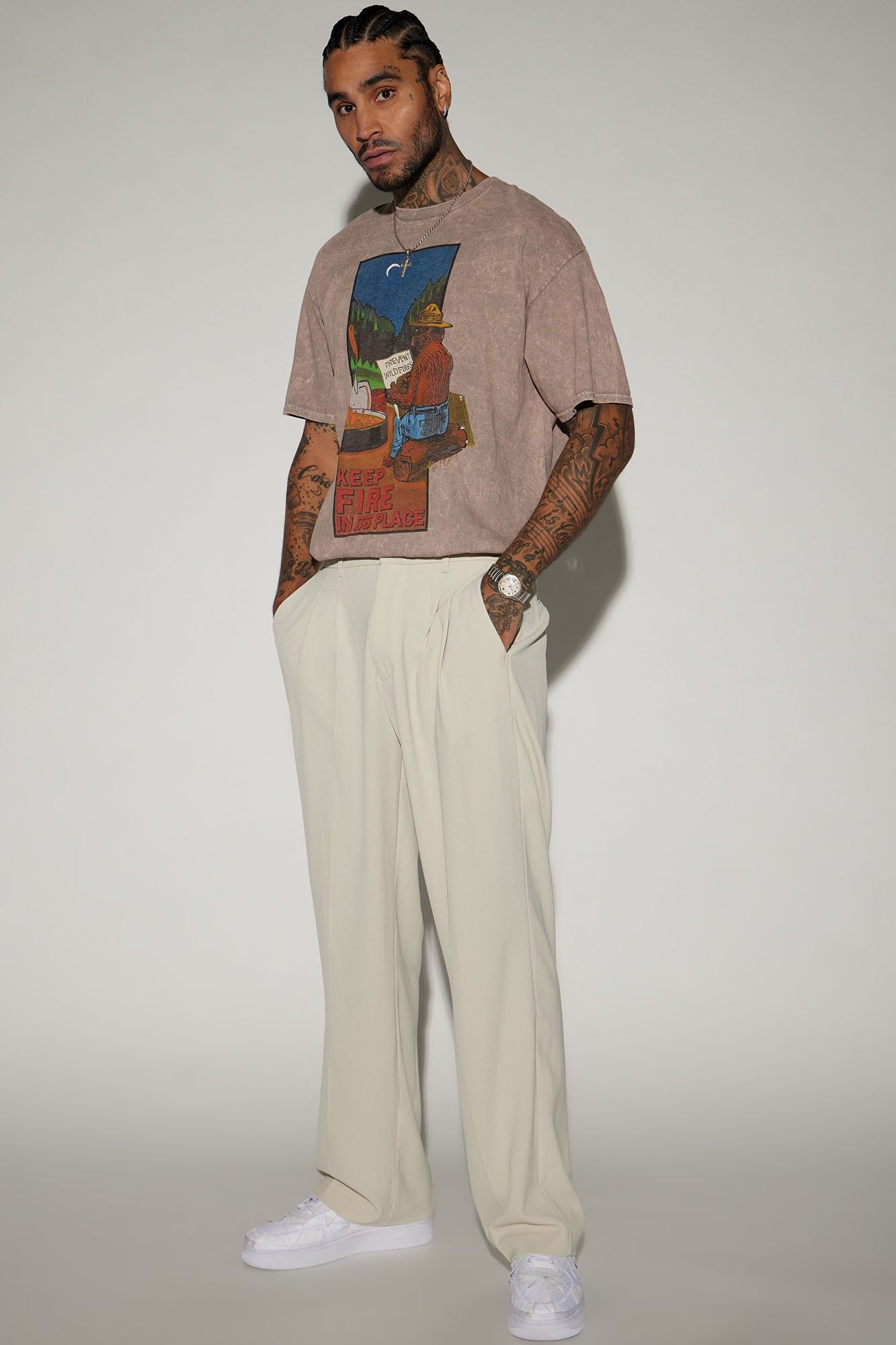 Smokey The Bear Keep Fire In Its Place Short Sleeve Tee - Sand sold by Fashion Nova product image thumbnail 2