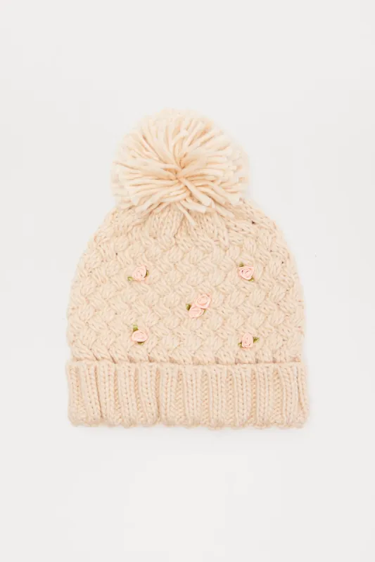 Rosy Love Beanie - Ivory sold by Fashion Nova