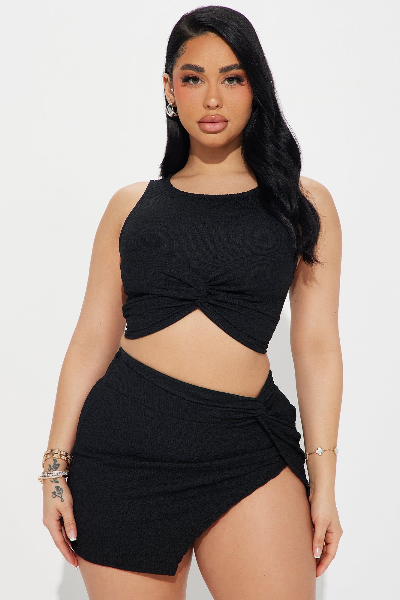 Beach Cocktail Textured Skirt Set - Black sold by Fashion Nova