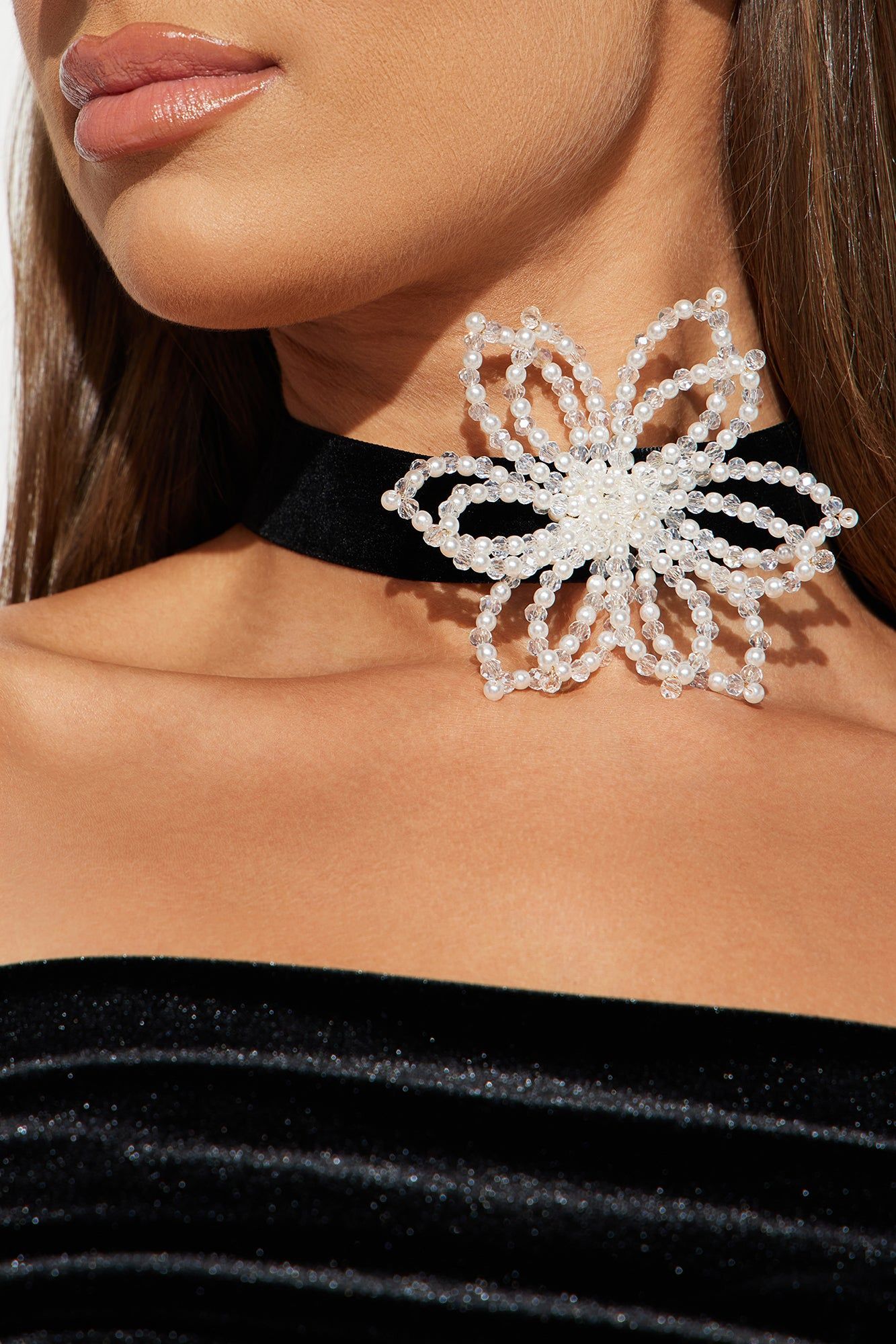 Dinner And Flowers Choker - Black/combo sold by Fashion Nova