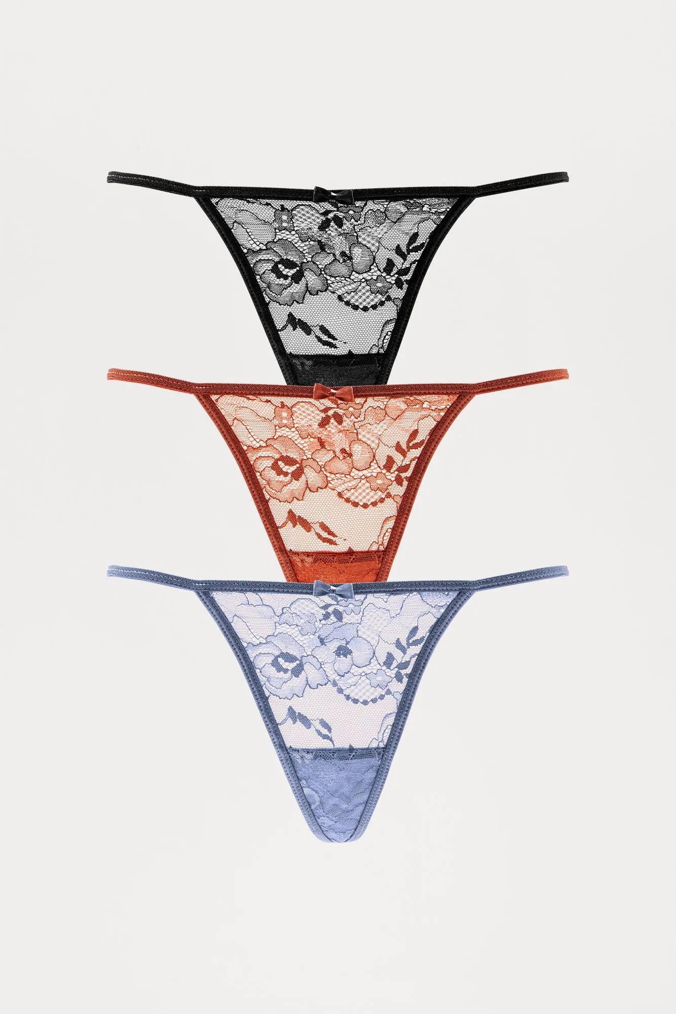 Pretty Sweet 3 Pack Lace G String Panties - Black/combo sold by Fashion Nova