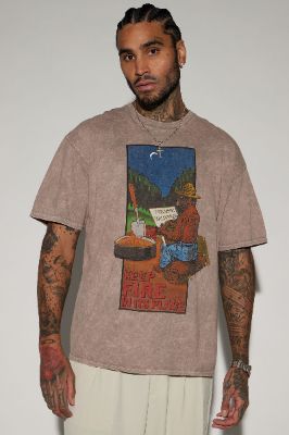 Smokey The Bear Keep Fire In Its Place Short Sleeve Tee - Sand sold by Fashion Nova