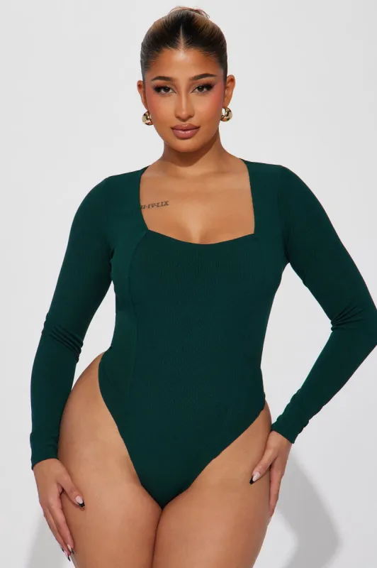 Judy Ribbed Bodysuit - Green sold by Fashion Nova