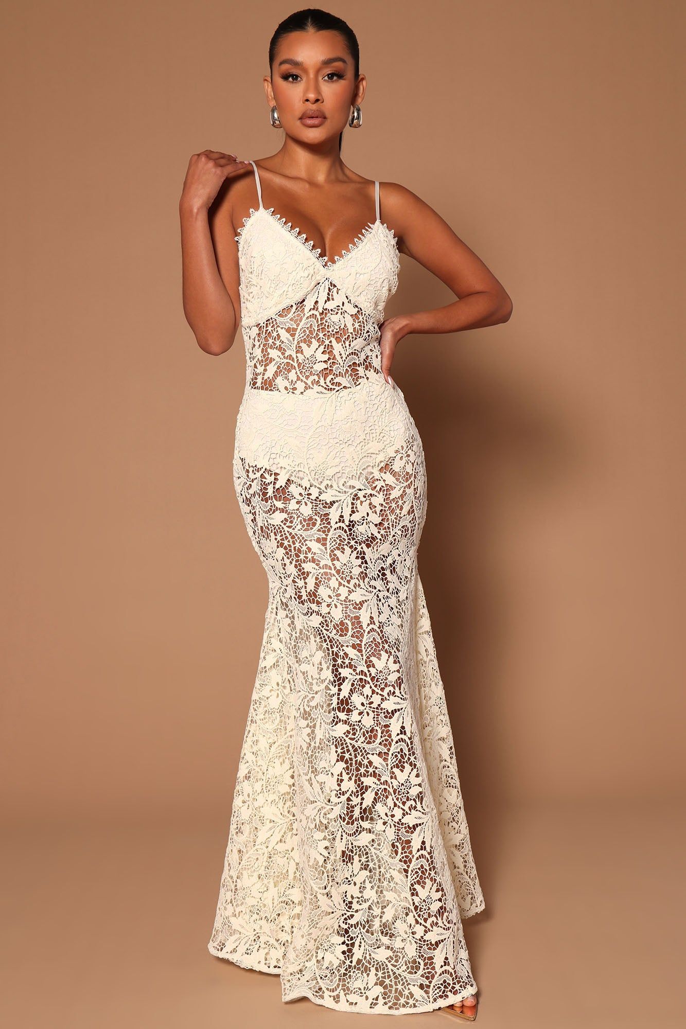 Anita Crochet Maxi Dress - Cream sold by Fashion Nova