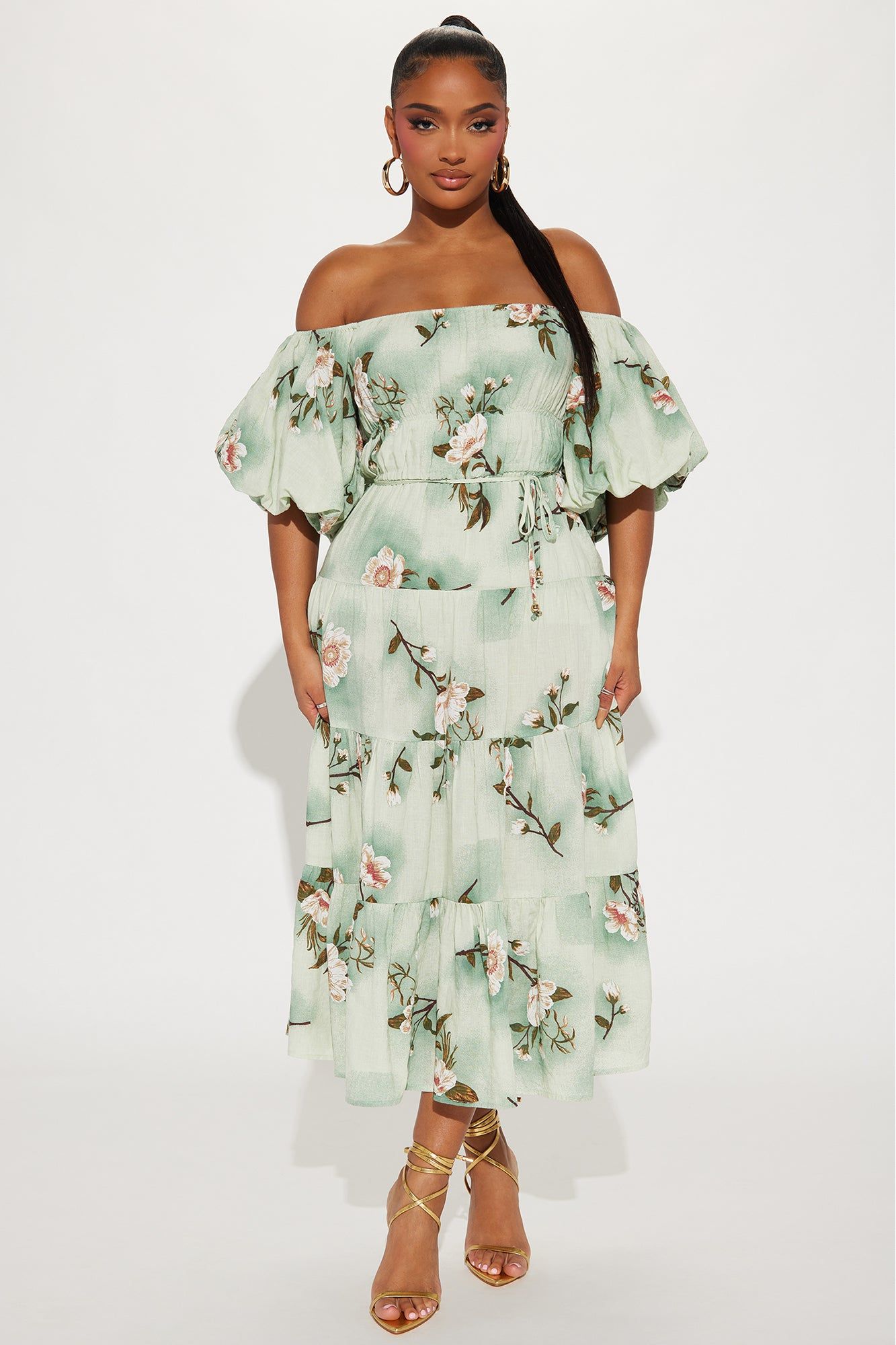 Magnolia Tiered Midi Dress - Sage sold by Fashion Nova