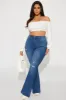 The Right Stuff Stretch Ripped Flare Jeans - Dark Wash sold by Fashion Nova