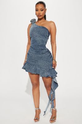 Arianna Denim Mini Dress - Dark Wash sold by Fashion Nova
