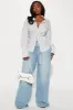 Corporate Casual Striped Shirt - White/Black sold by Fashion Nova