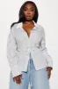 Corporate Casual Striped Shirt - White/Black sold by Fashion Nova
