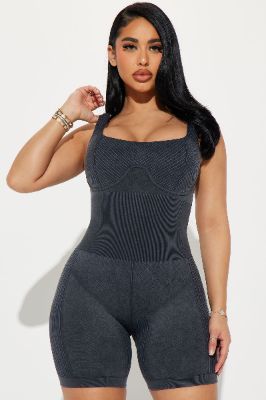 Kara Seamless Active Romper - Black sold by Fashion Nova