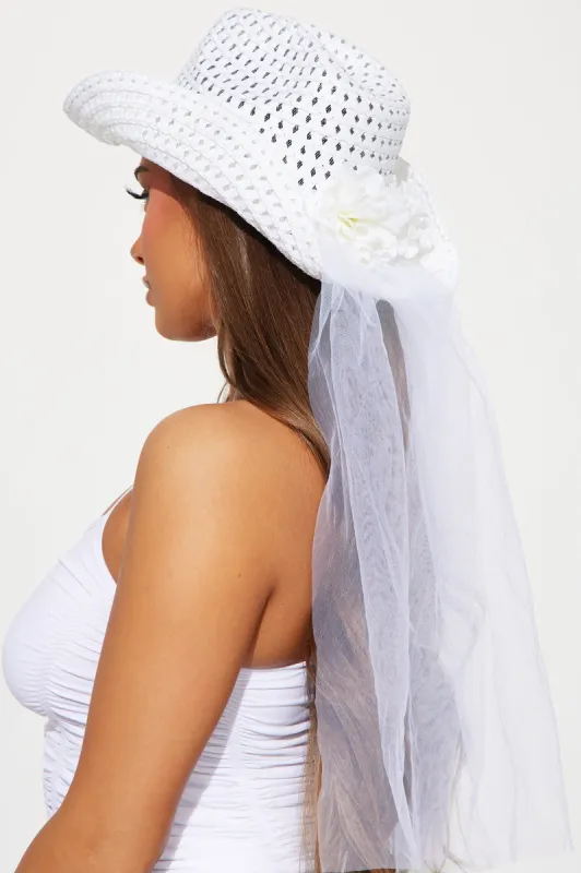 Let The Bells Ring Bride Cowboy Hat  - White sold by Fashion Nova