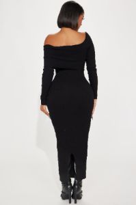 Arya Sweater Maxi Dress - Black sold by Fashion Nova