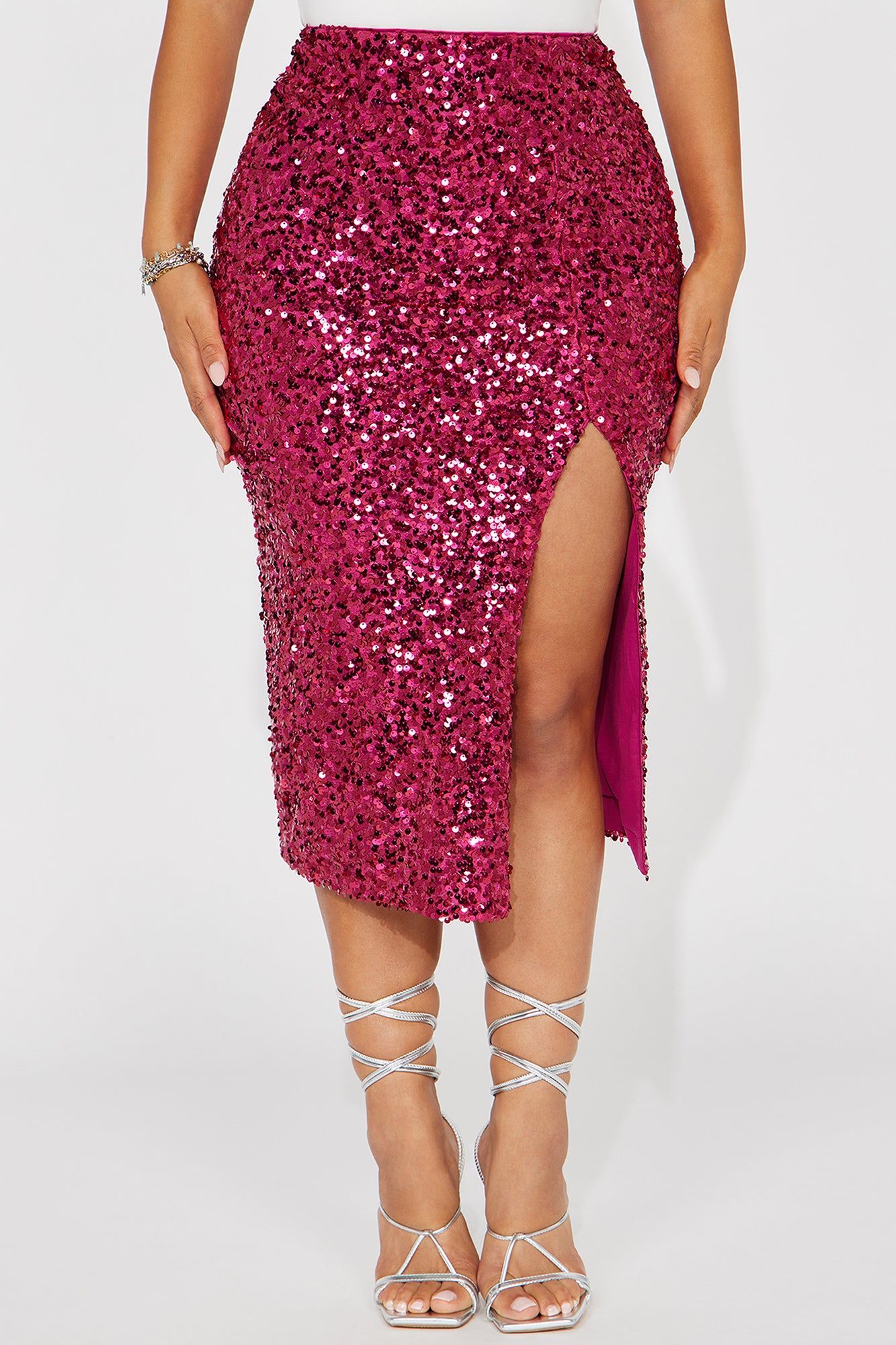 Cosmo Night Sequin Midi Skirt - Magenta sold by Fashion Nova product image thumbnail 2