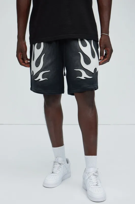 Flame Time Tyson Relaxed Shorts - Black sold by Fashion Nova