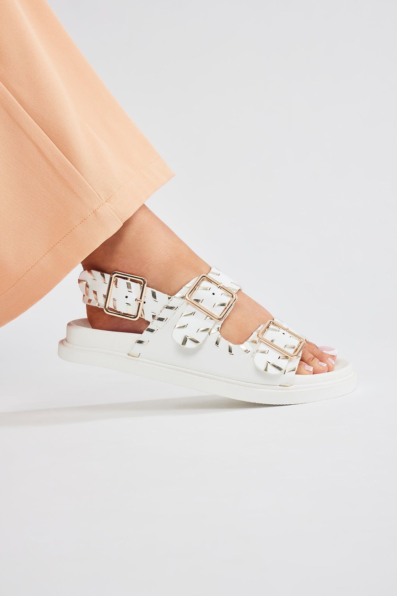Kiya Flat Sandals - White sold by Fashion Nova product image thumbnail 4