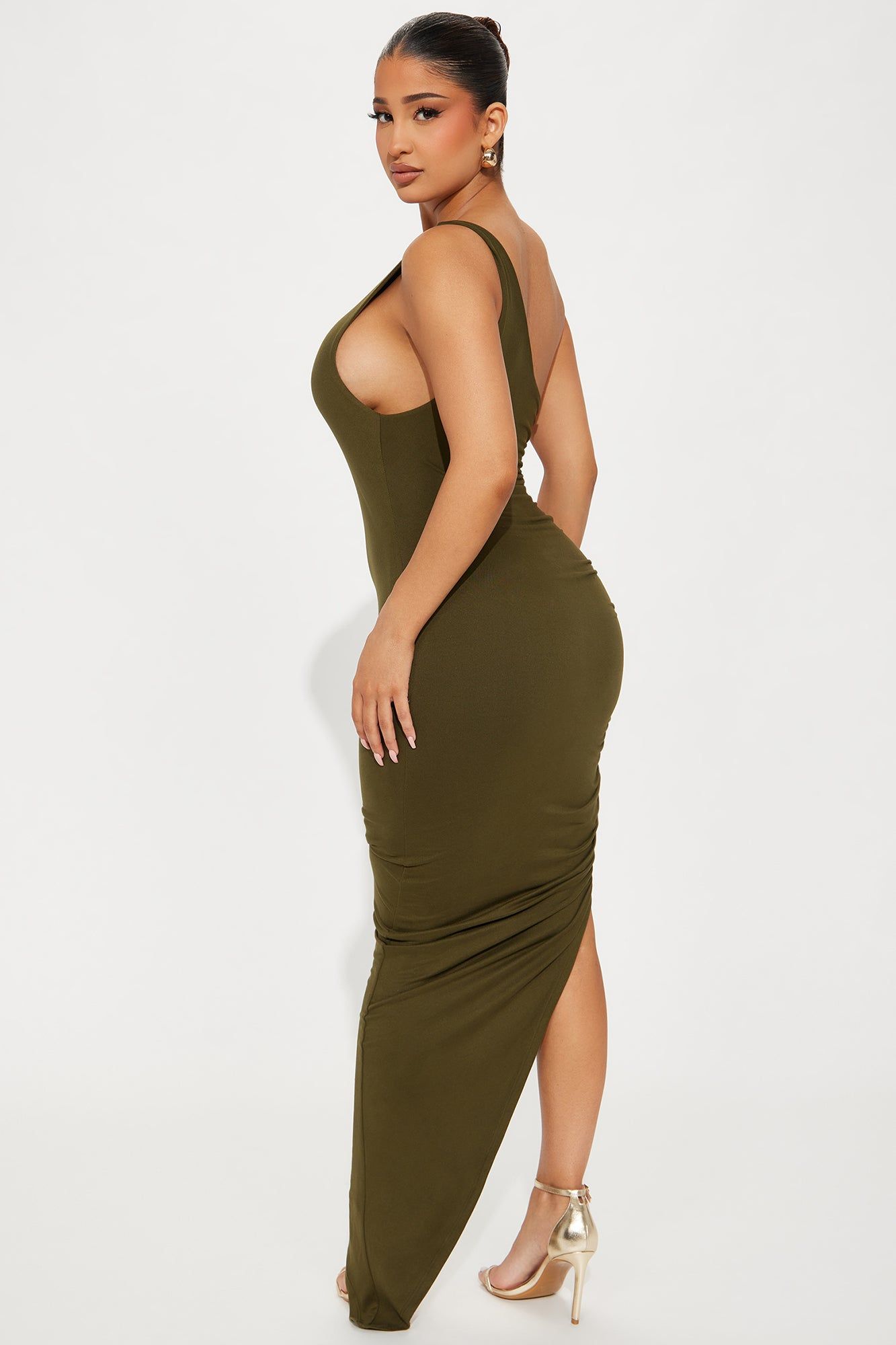 Reina Lace Up Maxi Dress - Olive sold by Fashion Nova product image thumbnail 3
