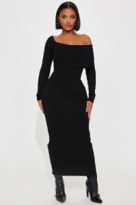 Arya Sweater Maxi Dress - Black sold by Fashion Nova