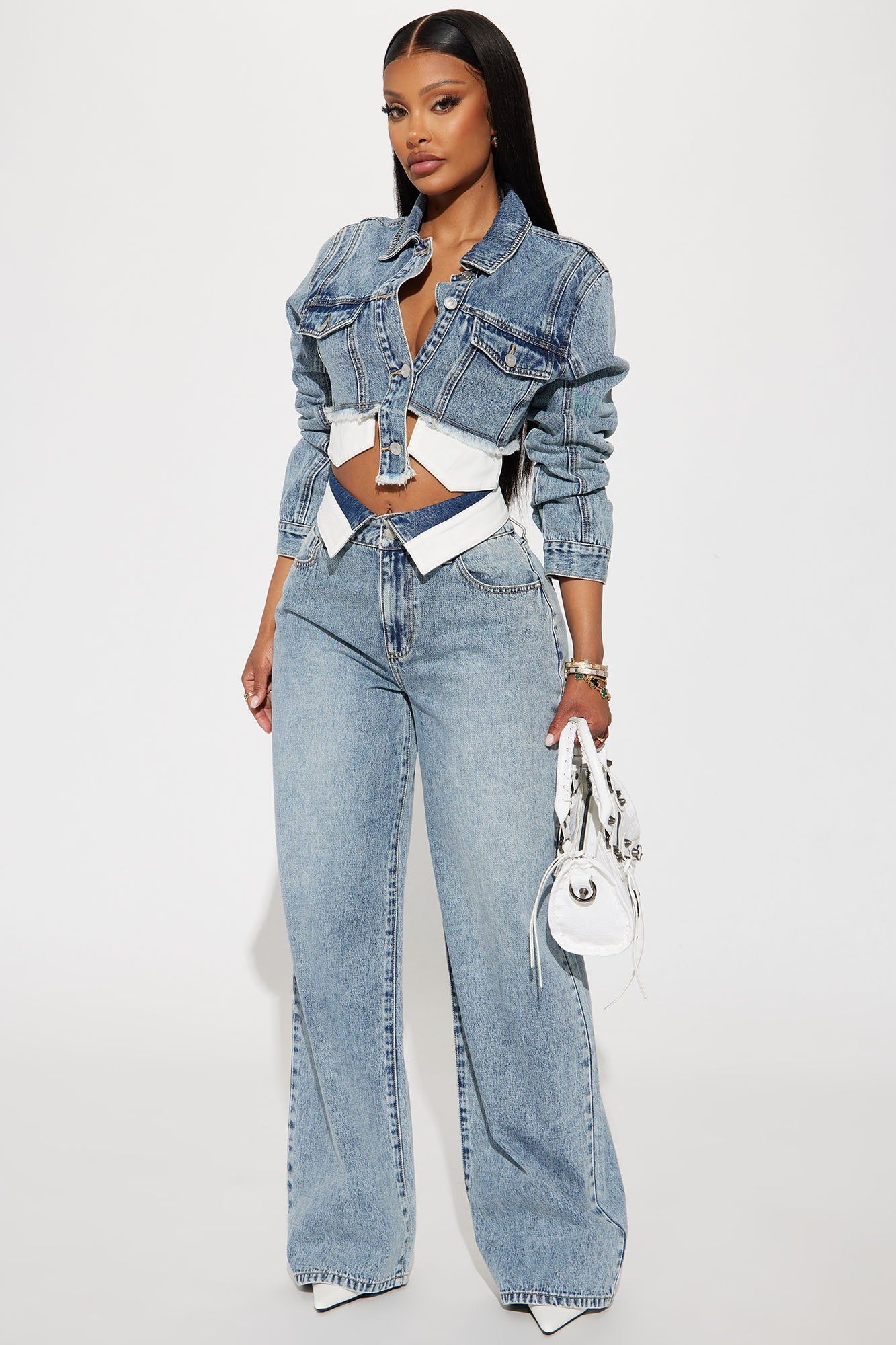 Nori Denim Washed Pant Set - Medium Wash sold by Fashion Nova