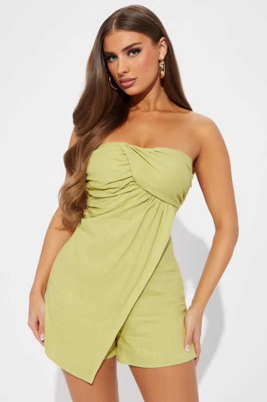 Chasing Waterfalls Romper - Chartreuse sold by Fashion Nova