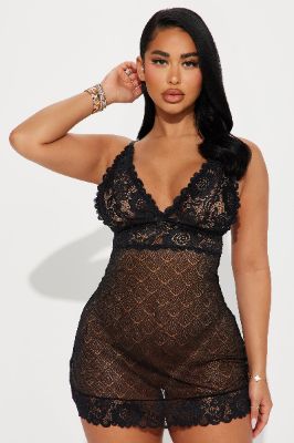 Love Your Attraction Lace Chemise - Black sold by Fashion Nova
