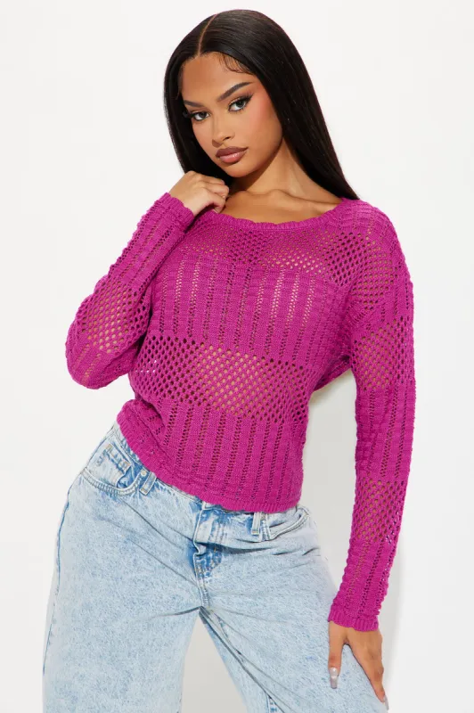 Suzie Pointelle Sweater - Pink sold by Fashion Nova