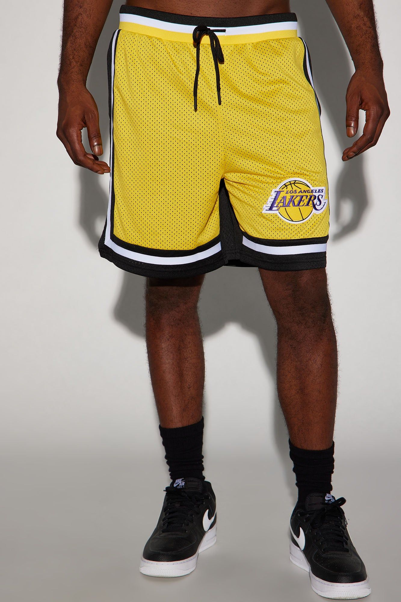 Lakers Behind The Back Mesh Shorts - Black/Yellow sold by Fashion Nova product image thumbnail 4