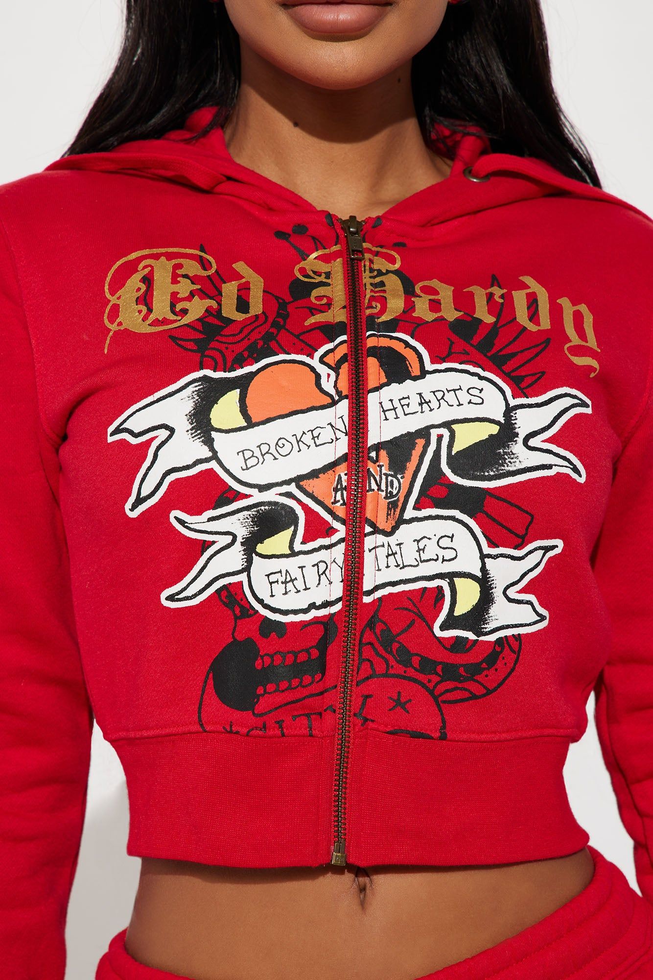 Broken Hearts Ed Hardy Zip Front Hoodie - Red sold by Fashion Nova product image thumbnail 3